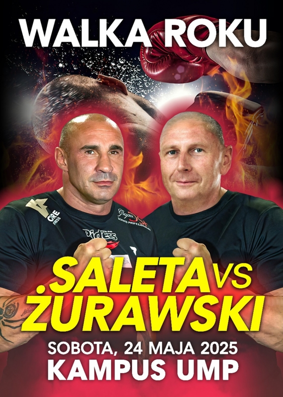 Poster for the boxing match showing portraits of Saleta and Żurawski
